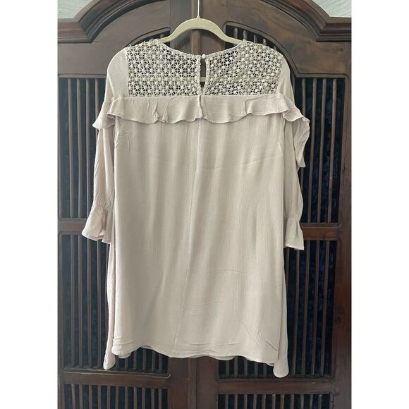 Madewell Bohemian Style  Beige Mini Hippie Bell Sleeve Dress Size M - Picture 2 of 9